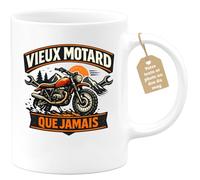 quotedazur Café-Croissant - Mug Personnalisé Moto - Tasse Vieux Motard Que Jamais - Cadeau Motard Homme - Blanc/céramique