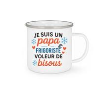 quotedazur Café-Croissant - Mug Personnalisé Papa Frigoriste Voleur De Bisous Cadeau Parfait Pour Noël Les Papas Et Tasse Amoureux Des - Blanc/Émaillé Futur Anniversaire Fête Des Pères