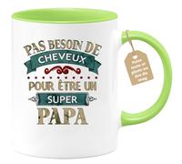 quotedazur Café-Croissant - Mug Personnalisé Papa Texte Photo - Pas Besoin De Cheveux Pour Être Un Super Papa - Cadeau Drôle Papounet