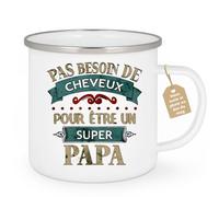 quotedazur Café-Croissant - Mug Personnalisé Papa Texte Photo - Pas Besoin De Cheveux Pour Être Un Super Papa - Cadeau Drôle Papounet