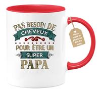 quotedazur Café-Croissant - Mug Personnalisé Papa Texte Photo - Pas Besoin De Cheveux Pour Être Un Super Papa - Cadeau Drôle Papounet