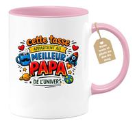 quotedazur Café-Croissant - Mug Personnalisé Papa Texte Photo - Tasse Fête Des Pères Cette Tasse Appartient Au Meilleur Papa De L'univers - Cadeau Drôle Papounet - Rose/céramique