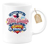 quotedazur Café-Croissant - Mug Personnalisé Papa Texte Photo - Tasse Fête Des Pères Derriere Toute Fille Géniale Il Y A Un Super Papa - Cadeau Drôle Papounet - Blanc/céramique