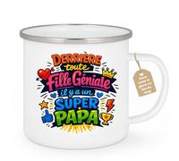quotedazur Café-Croissant - Mug Personnalisé Papa Texte Photo - Tasse Fête Des Pères Derriere Toute Fille Géniale Il Y A Un Super Papa - Cadeau Drôle Papounet - Blanc/emaille