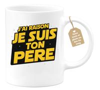 quotedazur Café-Croissant - Mug Personnalisé Papa Texte Photo - Tasse Fête Des Pères J'ai Raison Je Suis Ton Père - Cadeau Drôle Papounet - Blanc/céramique