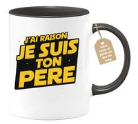 quotedazur Café-Croissant - Mug Personnalisé Papa Texte Photo - Tasse Fête Des Pères J'ai Raison Je Suis Ton Père - Cadeau Drôle Papounet - Noir/céramique