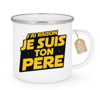 quotedazur Café-Croissant - Mug Personnalisé Papa Texte Photo - Tasse Fête Des Pères J'ai Raison Je Suis Ton Père - Cadeau Drôle Papounet - Blanc/emaille