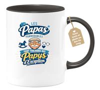 quotedazur Café-Croissant - Mug Personnalisé Papa Texte Photo - Tasse Fête Des Pères Les Papas Formidables Font Toujours Des Papys D'exception - Cadeau Drôle Papounet - Noir/céramique