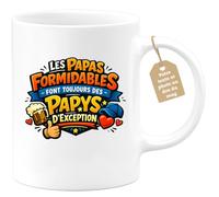 quotedazur Café-Croissant - Mug Personnalisé Papa Texte Photo - Tasse Fête Des Pères Les Papas Formidables Font Toujours Des Papys D'exception - Cadeau Drôle Papounet - Blanc/céramique