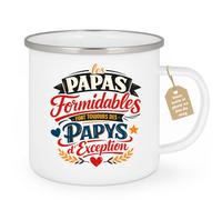 quotedazur Café-Croissant - Mug Personnalisé Papa Texte Photo - Tasse Fête Des Pères Les Papas Formidables Font Toujours Des Papys D'exception - Cadeau Drôle Papounet - Blanc/emaille