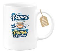 quotedazur Café-Croissant - Mug Personnalisé Papa Texte Photo - Tasse Fête Des Pères Les Papas Formidables Font Toujours Des Papys D'exception - Cadeau Drôle Papounet - Blanc/céramique