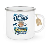 quotedazur Café-Croissant - Mug Personnalisé Papa Texte Photo - Tasse Fête Des Pères Les Papas Formidables Font Toujours Des Papys D'exception - Cadeau Drôle Papounet - Blanc/emaille