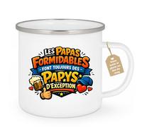 quotedazur Café-Croissant - Mug Personnalisé Papa Texte Photo - Tasse Fête Des Pères Les Papas Formidables Font Toujours Des Papys D'exception - Cadeau Drôle Papounet - Blanc/emaille
