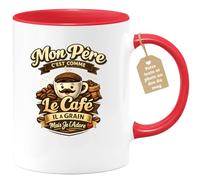 quotedazur Café-Croissant - Mug Personnalisé Papa Texte Photo - Tasse Fête Des Pères Mon Père C'est Comme Le Café Il A Grain Mais Je L'adore - Cadeau Drôle Papounet - Rouge/céramique