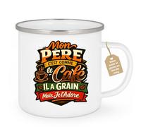 quotedazur Café-Croissant - Mug Personnalisé Papa Texte Photo - Tasse Fête Des Pères Mon Père C'est Comme Le Café Il A Grain Mais Je L'adore - Cadeau Drôle Papounet - Blanc/emaille