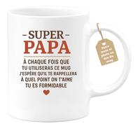 quotedazur Café-Croissant - Mug Personnalisé Papa Texte Photo - Tasse Fête Des Pères Super Papa Je T'aime Tu Es Formidable - Cadeau Drôle Papounet - Blanc/céramique