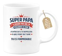quotedazur Café-Croissant - Mug Personnalisé Papa Texte Photo - Tasse Fête Des Pères Super Papa Je T'aime Tu Es Formidable - Cadeau Drôle Papounet - Blanc/céramique