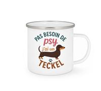 quotedazur Café-Croissant - Mug Personnalisé Pas Besoin De Psy, Avec Mon Teckel Ça Va Bien Mieux Cadeau Pour Noël Les Amoureux Des Teckels Tasse - Blanc/Émaillé