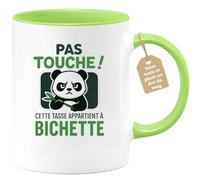 quotedazur Café-Croissant - Mug Personnalisé Pas Touche, Cette Tasse Est Réservée À Bichette, Cadeau Parfait Pour Noël Une Personne Chère Et Spéciale - Vert/Céramique