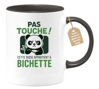 quotedazur Café-Croissant - Mug Personnalisé Pas Touche, Cette Tasse Est Réservée À Bichette, Cadeau Parfait Pour Noël Une Personne Chère Et Spéciale - Noir/Céramique