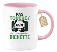 quotedazur Café-Croissant - Mug Personnalisé Pas Touche, Cette Tasse Est Réservée À Bichette, Cadeau Parfait Pour Noël Une Personne Chère Et Spéciale - Rose/Céramique