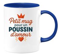 quotedazur Café-Croissant - Mug Personnalisé Petit Pour Un Poussin D'Amour, Cadeau Noël Tendre Et Mignon Adorable Tasse Petits Amoureux - Bleu/Céramique