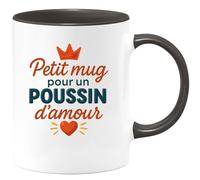 quotedazur Café-Croissant - Mug Personnalisé Petit Pour Un Poussin D'Amour, Cadeau Noël Tendre Et Mignon Adorable Tasse Petits Amoureux - Noir/Céramique