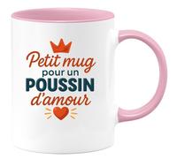 quotedazur Café-Croissant - Mug Personnalisé Petit Pour Un Poussin D'Amour, Cadeau Noël Tendre Et Mignon Adorable Tasse Petits Amoureux - Rose/Céramique