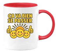 quotedazur Café-Croissant - Mug Personnalisé Positive Et Rassurante Ça Va Bien Se Passer Cadeau Tasse Inspirante Pour Noël Motiver Au - Rouge/Céramique
