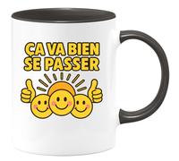 quotedazur Café-Croissant - Mug Personnalisé Positive Et Rassurante Ça Va Bien Se Passer Cadeau Tasse Inspirante Pour Noël Motiver Au - Noir/Céramique