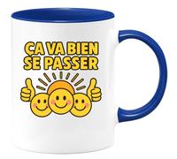 quotedazur Café-Croissant - Mug Personnalisé Positive Et Rassurante Ça Va Bien Se Passer Cadeau Tasse Inspirante Pour Noël Motiver Au - Bleu/Céramique