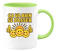 quotedazur Café-Croissant - Mug Personnalisé Positive Et Rassurante Ça Va Bien Se Passer Cadeau Tasse Inspirante Pour Noël Motiver Au - Vert/Céramique