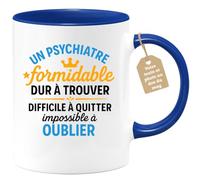 quotedazur Café-Croissant - Mug Personnalisé Psychiatre Formidable, Dur À Trouver, Difficile Quitter, Impossible Oublier Cadeau Noël Tasse Et Succès Assuré - Bleu/Céramique