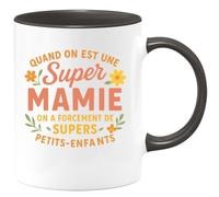 quotedazur Café-Croissant - Mug Personnalisé Quand On Est Une Super Mamie, A Forcément De Supers Petits- Enfants Cadeau Pour Noël Avec Tasse - Noir/Céramique