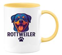 quotedazur Café-Croissant - Mug Personnalisé Rottweiler Tasse Robuste Essentielle Pour Amoureux De Chiens Fidèles Cadeau Noël Amateur Chien À - Jaune/Céramique