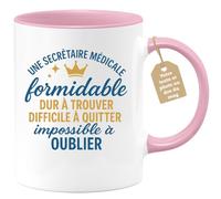 quotedazur Café-Croissant - Mug Personnalisé Secrétaire Médicale Formidable, Rare À Trouver, Dure Quitter, Impossible Oublier Cadeau Tasse Pour Noël Exceptionnelle - Rose/Céramique