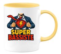 quotedazur Café-Croissant - Mug Personnalisé Super Bassiste, Cadeau Parfait Pour Noël Passionnés De Basse Musicien, Tasse Électrique - Jaune/Céramique