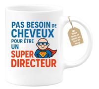 quotedazur Café-Croissant - Mug Personnalisé Super Directeur Sans Cheveux, Cadeau Parfait Tasse Pour Noël À - Blanc/Céramique