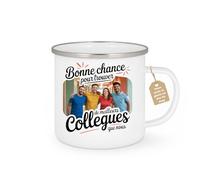 quotedazur Café-Croissant - Mug Personnalisé Tasse Cadeau Bonne Chance Pour Noël Trouver De Meilleurs Collègues Que Nous - Blanc/Emaillé