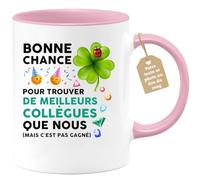 quotedazur Café-Croissant - Mug Personnalisé Tasse Cadeau Bonne Chance Pour Noël Trouver De Meilleurs Collègues Que Nous - Rose/Céramique
