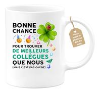quotedazur Café-Croissant - Mug Personnalisé Tasse Cadeau Bonne Chance Pour Noël Trouver De Meilleurs Collègues Que Nous - Blanc/Céramique