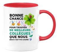 quotedazur Café-Croissant - Mug Personnalisé Tasse Cadeau Bonne Chance Pour Noël Trouver De Meilleurs Collègues Que Nous - Rouge/Céramique