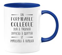 quotedazur Café-Croissant - Mug Personnalisé Tasse Cadeau Bonne Chance Pour Noël Trouver De Meilleurs Collègues Que Nous - Bleu/Céramique