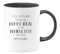 quotedazur Café-Croissant - Mug Personnalisé Tasse Cadeau C'Est Compliqué D'Être Un Homme Noël Et Agriculteur À La Fois Mais Ca Va Je Gère - Noir/Céramique