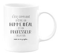quotedazur Café-Croissant - Mug Personnalisé Tasse Cadeau C'Est Compliqué D'Être Un Homme Noël Et Professeur À La Fois Mais Ca Va Je Gère - Blanc/Céramique