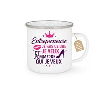 quotedazur Café-Croissant - Mug Personnalisé Tasse Cadeau Femme Noël Entrepreneuse Je Fais Ce Que Je Veux Et J'Emmerde Qui Je Veux - Blanc/Emaillé