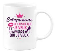 quotedazur Café-Croissant - Mug Personnalisé Tasse Cadeau Femme Noël Entrepreneuse Je Fais Ce Que Je Veux Et J'Emmerde Qui Je Veux - Blanc/Céramique