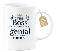 quotedazur Café-Croissant - Mug Personnalisé Tasse Cadeau Femme Noël Être Boss C'Est Mon Métier Être Génial C'Est Ma Nature - Blanc/Céramique