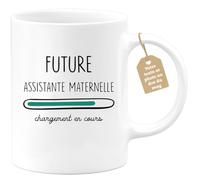 quotedazur Café-Croissant - Mug Personnalisé Tasse Cadeau Femme Noël Future Assistante Maternelle Chargement En Cours - Blanc/Céramique