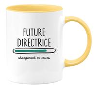 quotedazur Café-Croissant - Mug Personnalisé Tasse Cadeau Femme Noël Future Directrice Chargement En Cours - Jaune/Céramique